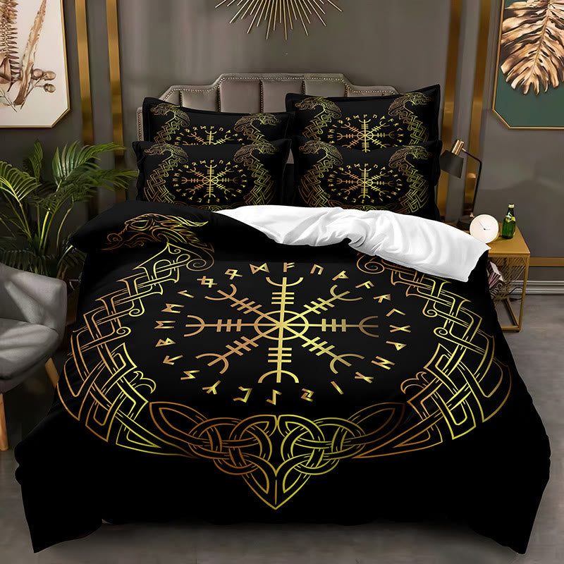 WorldNorse Helm Of Awe Bedding Set - Rune + Helm of Awe - 264X228cm (1 Duvet Cover + 2 Pillow Case) - image 0