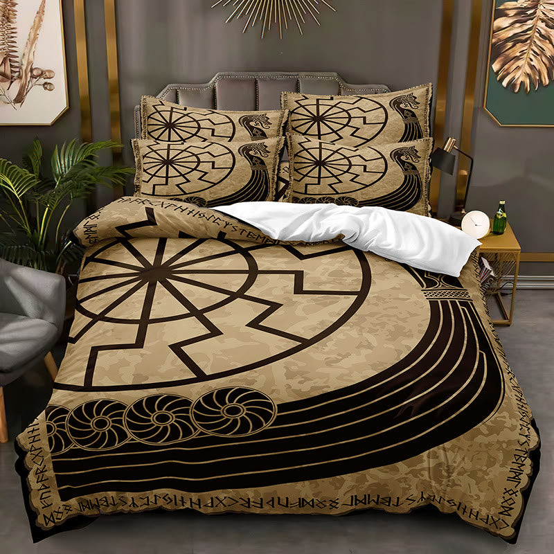 WorldNorse Helm Of Awe Bedding Set - Norse Dragon - 264X228cm (1 Duvet Cover + 2 Pillow Case) - image 2