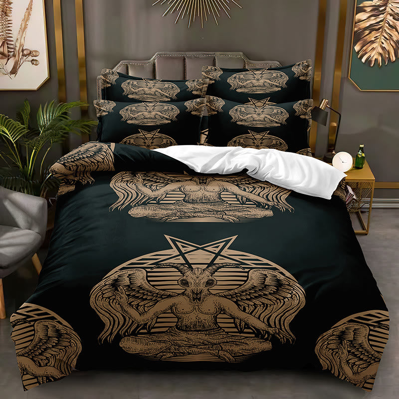 WorldNorse Gothic Mystic Bedding Set - Goat - 264X228cm (1 Duvet Cover + 2 Pillow Case) - image 1