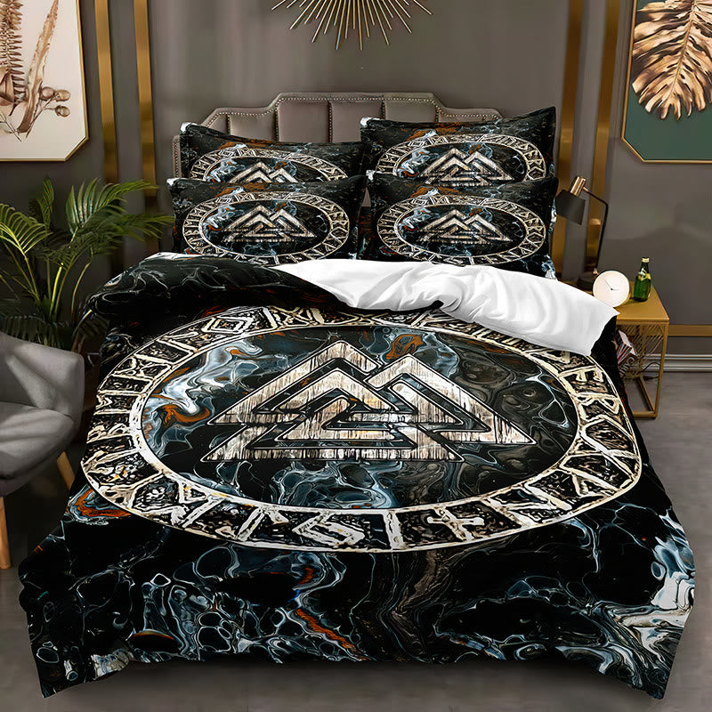 WorldNorse Viking Rune Bedding Set - Valknut - 264X228cm (1 Duvet Cover + 2 Pillow Case) - image 5