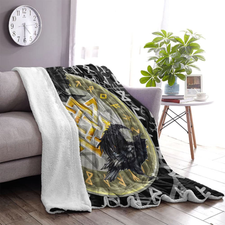 WorldNorse Mjolnir Raven Blanket