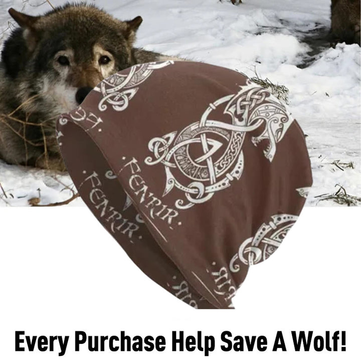 WorldNorse Fenrir Wolf Knitted Beanie - Brown - image 3