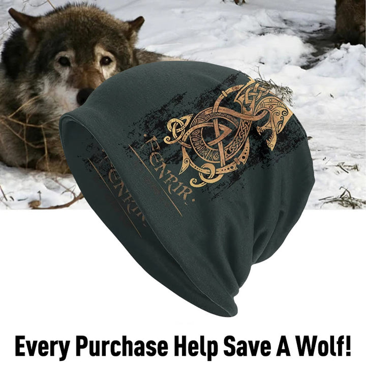 WorldNorse Fenrir Wolf Knitted Beanie - Green - image 0