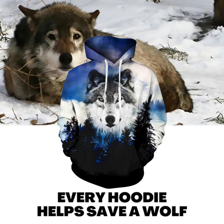 WorldNorse Wild Snow Wolf Hoodie