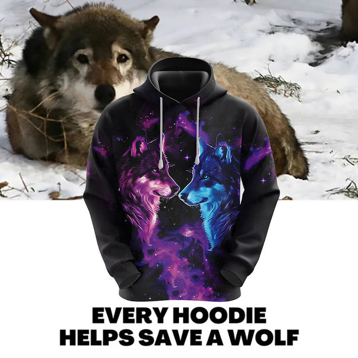 WorldNorse Nebula Fire Wolf Hoodie