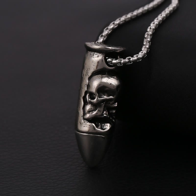 WorldNorse Skull Wrap Bullet Cross Necklace