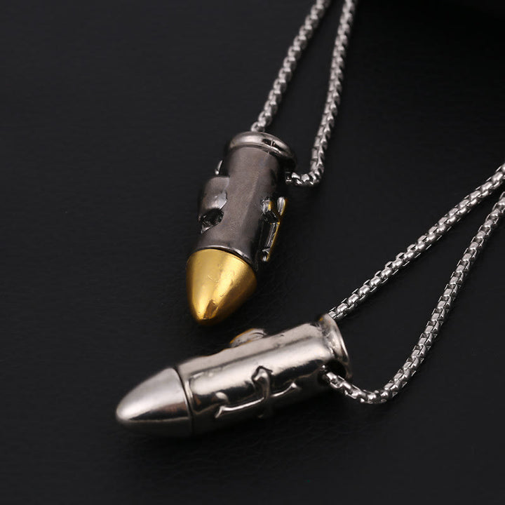 WorldNorse Skull Wrap Bullet Cross Necklace