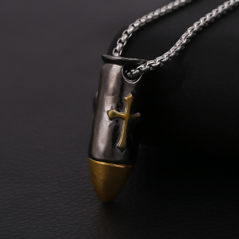 WorldNorse Skull Wrap Bullet Cross Necklace