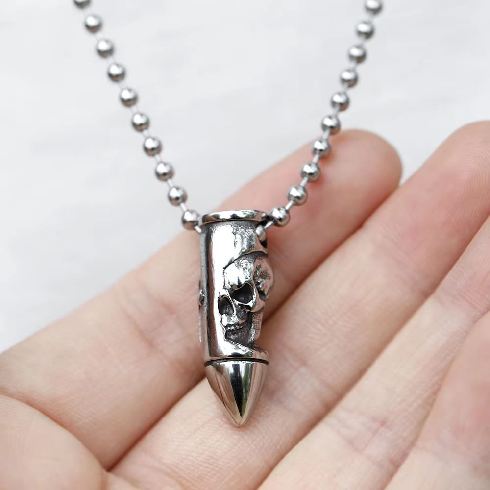 WorldNorse Skull Wrap Bullet Cross Necklace