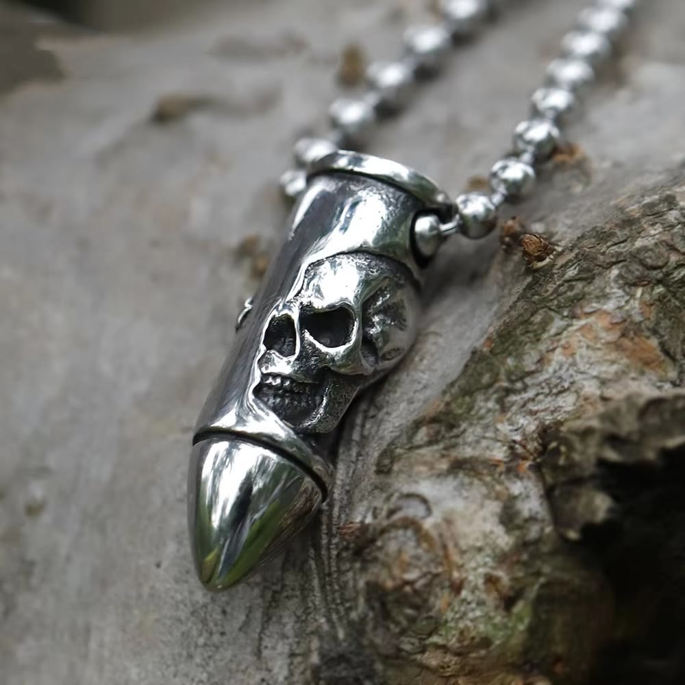 WorldNorse Skull Wrap Bullet Cross Necklace