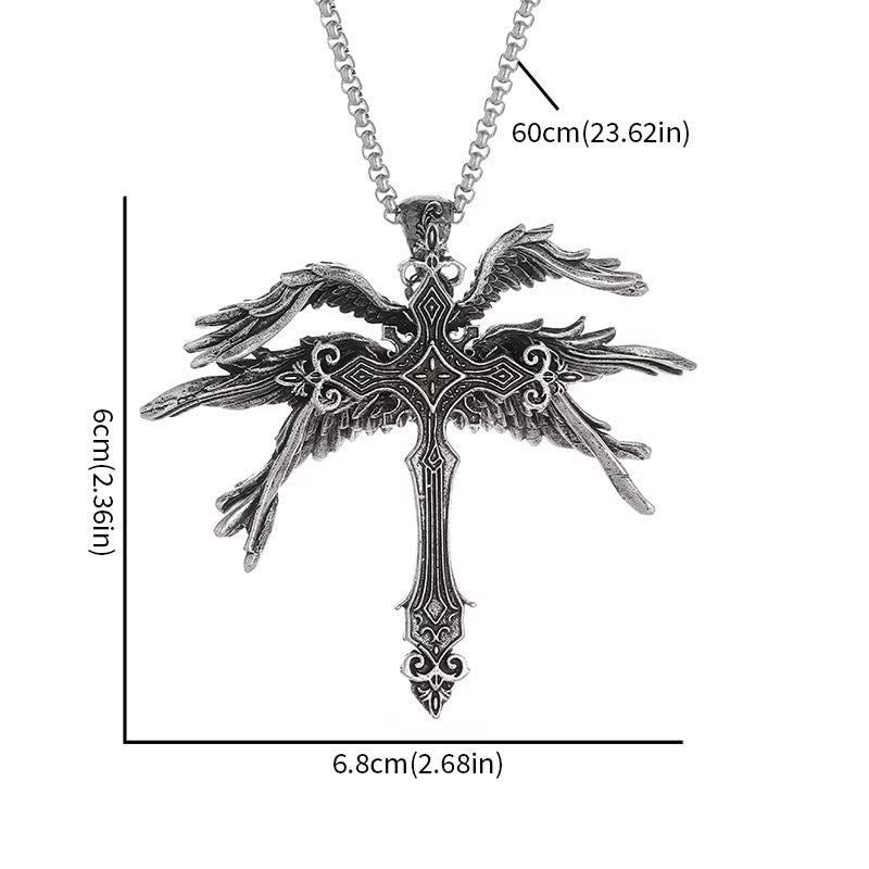 WorldNorse Holy Angel Six Wings Cross Necklace