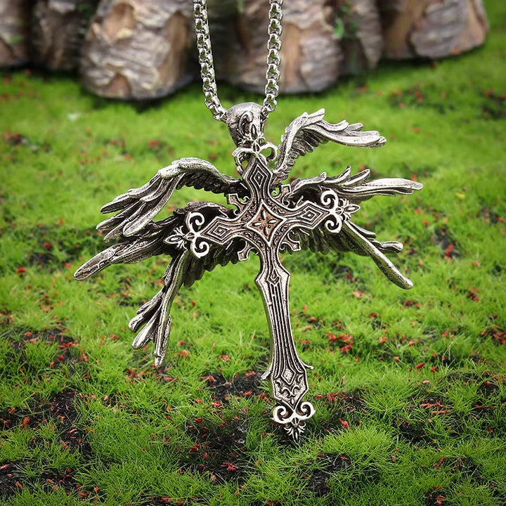 WorldNorse Holy Angel Six Wings Cross Necklace