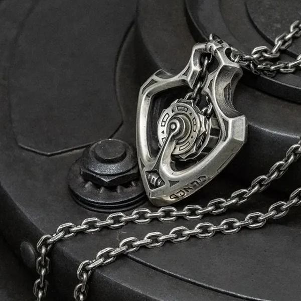 WorldNorse Shuttler Mechanical Rotatable Gear Pendant Necklace