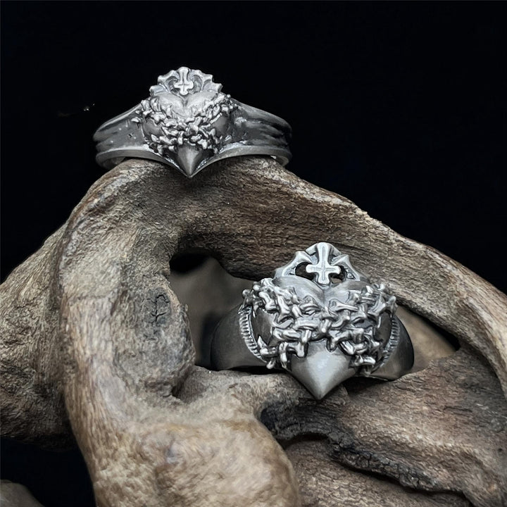 WorldNorse Heart Of Thorns Cross Ring - image 2