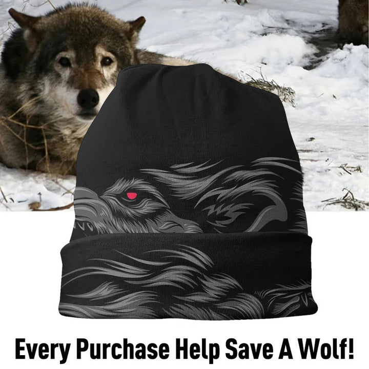 WorldNorse Viking Tattoo Fenrir Wolf Beanie - image 1