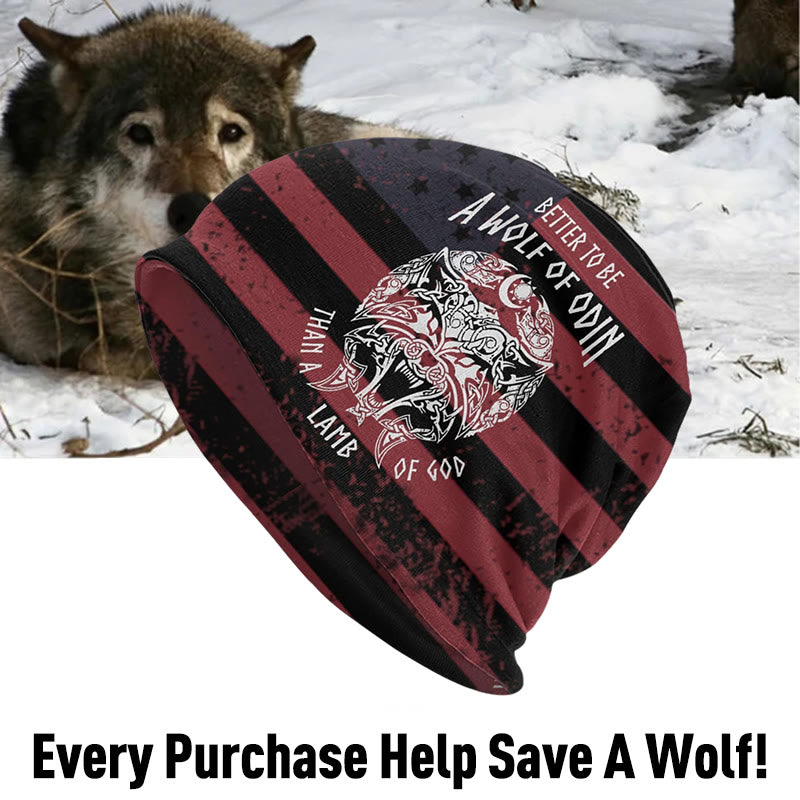 WorldNorse Odin Viking Norse Wolf Beanie - Red - image 0