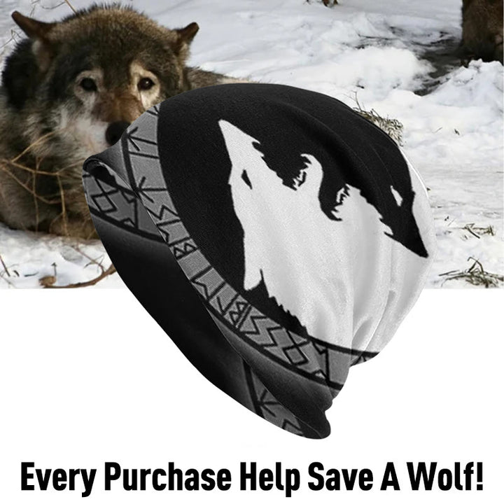 WorldNorse Wolves With Odin Runes Beanie