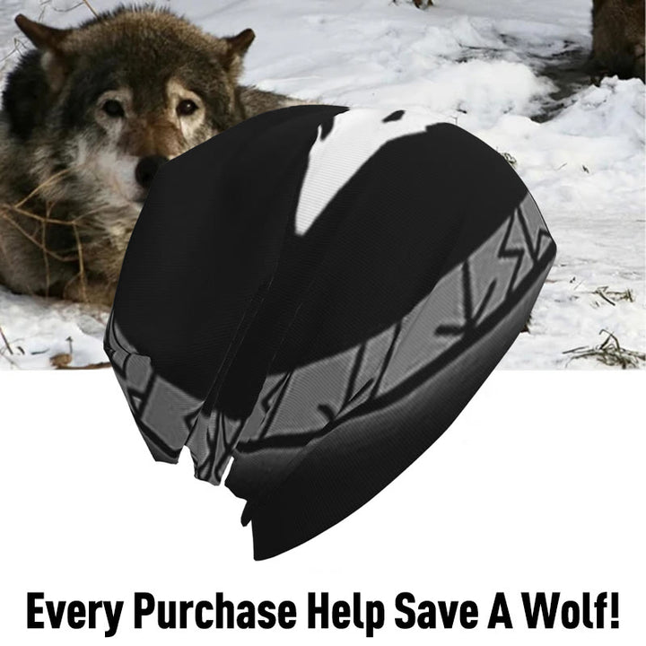 WorldNorse Wolves With Odin Runes Beanie - image 2