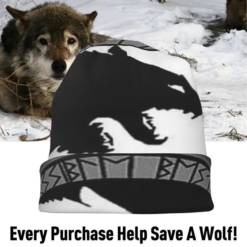 WorldNorse Wolves With Odin Runes Beanie