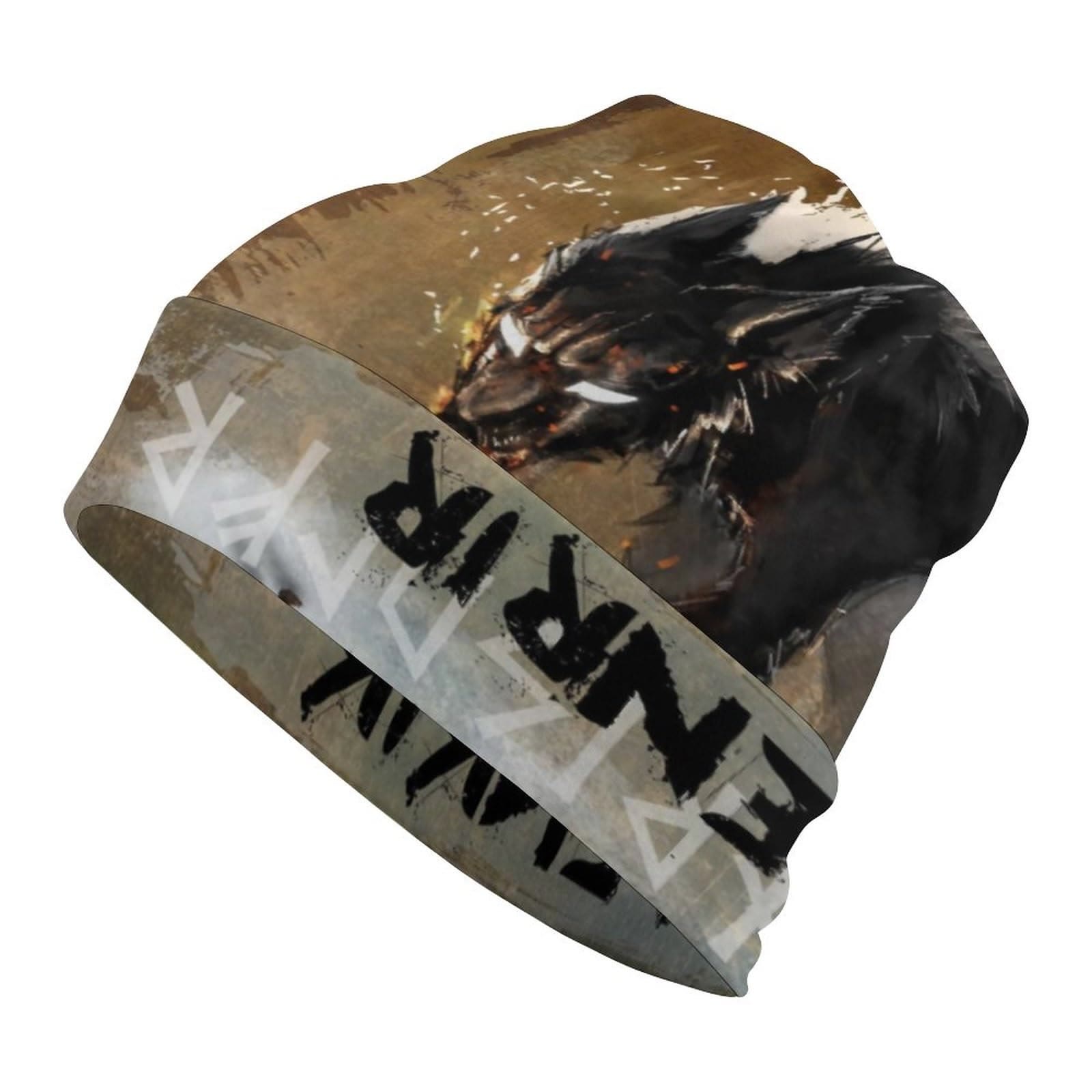 WorldNorse Rune Warriors Beanie – Fenrir Wolf Viking Rune Hat ...
