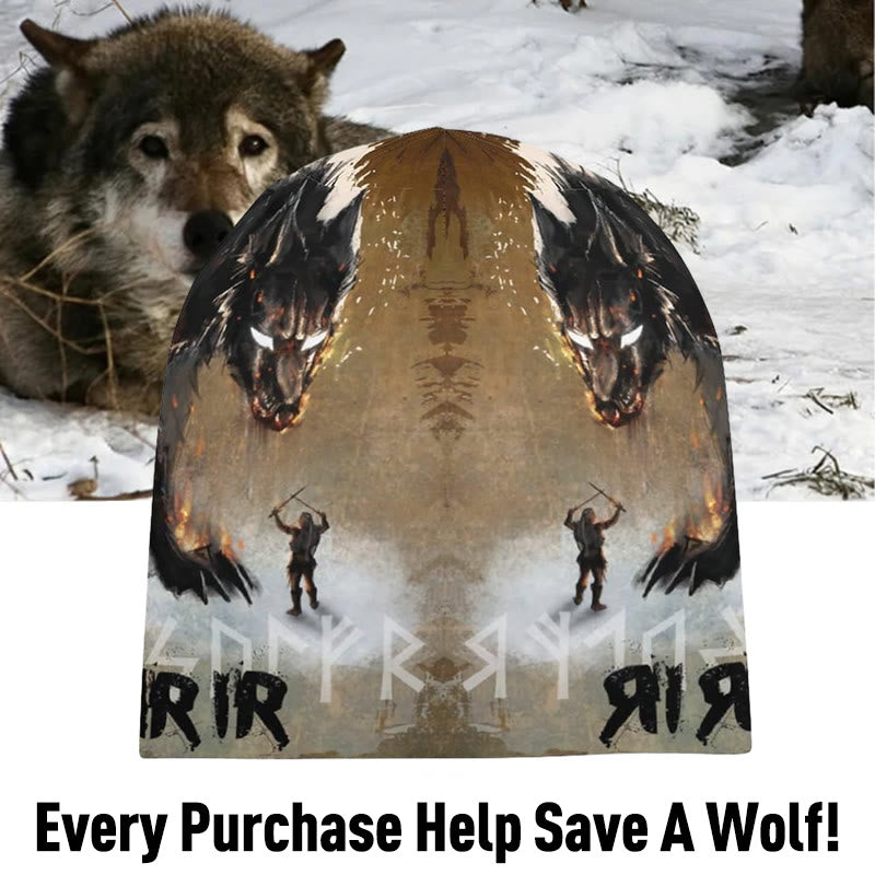 WorldNorse Rune Warriors With Wolves Beanie - image 1