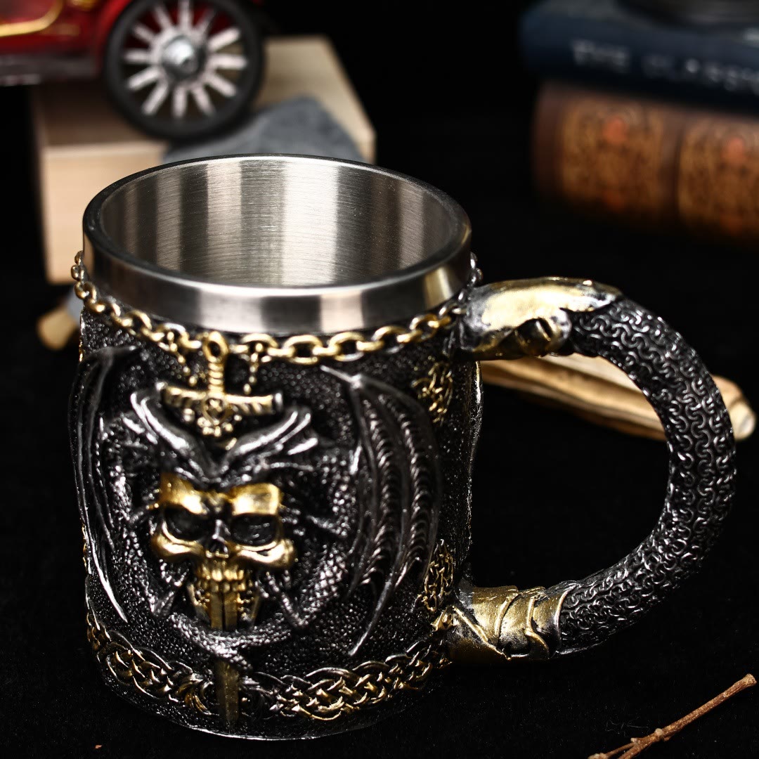 WorldNorse Skull Dragon Wings Mug