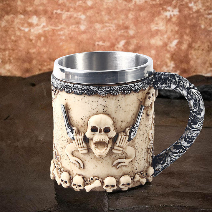 WorldNorse Gunslinger Skull Mug