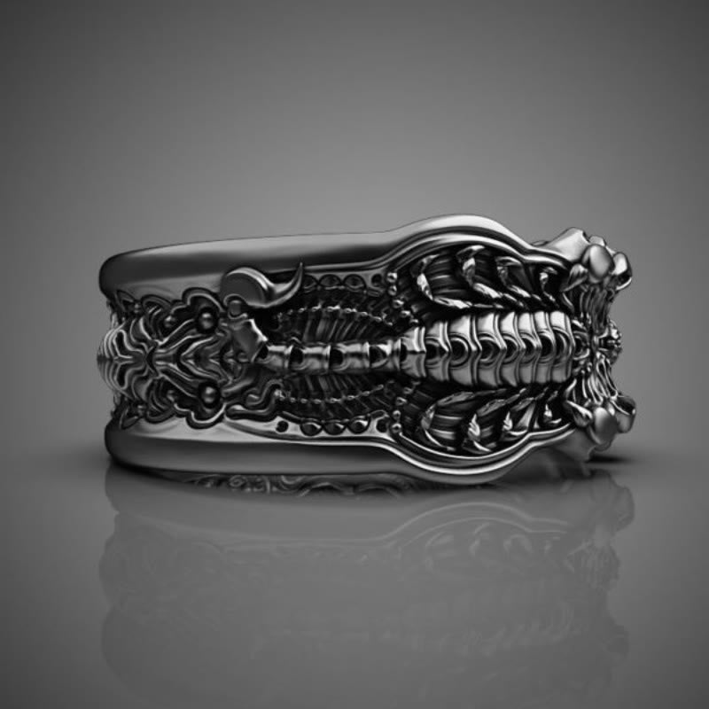 WorldNorse Creative Black Scorpion Open Ring