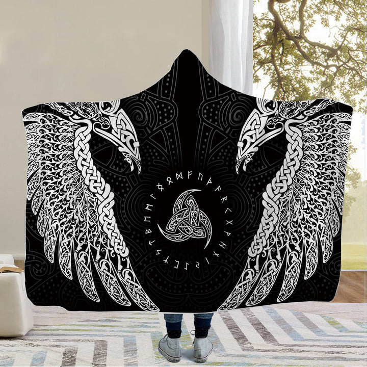 WorldNorse Raven Valknut Hooded Blanket