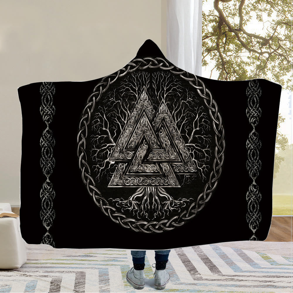 WorldNorse Raven Valknut Hooded Blanket