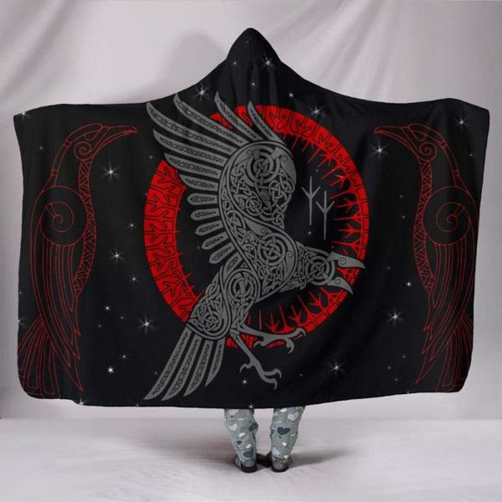 WorldNorse Raven Rune Hooded Blanket