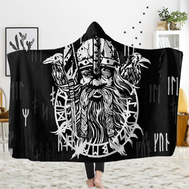 WorldNorse Raven Rune Hooded Blanket