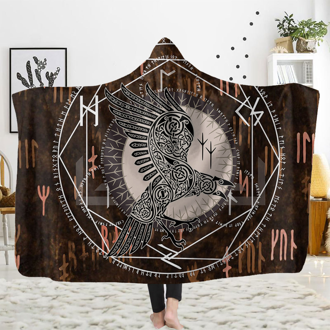 WorldNorse Raven Rune Hooded Blanket