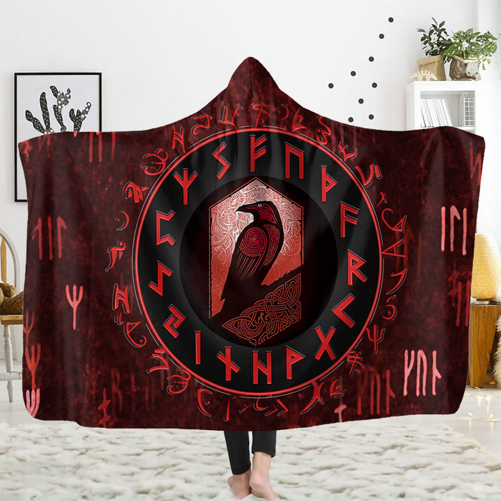 WorldNorse Raven Rune Hooded Blanket