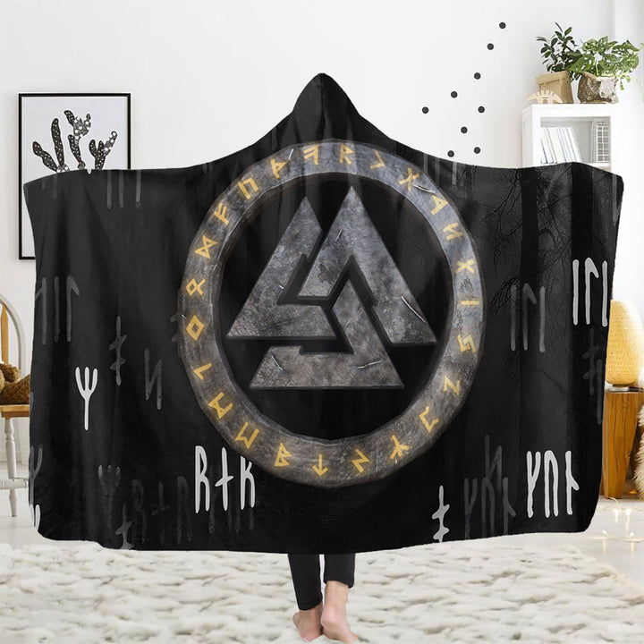 WorldNorse Raven Rune Hooded Blanket