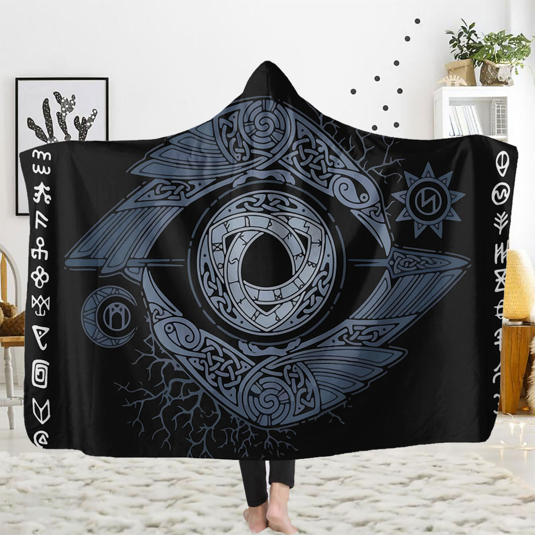 WorldNorse Raven Rune Hooded Blanket