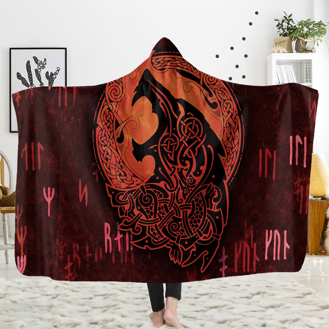 WorldNorse Viking Rune Hooded Blanket