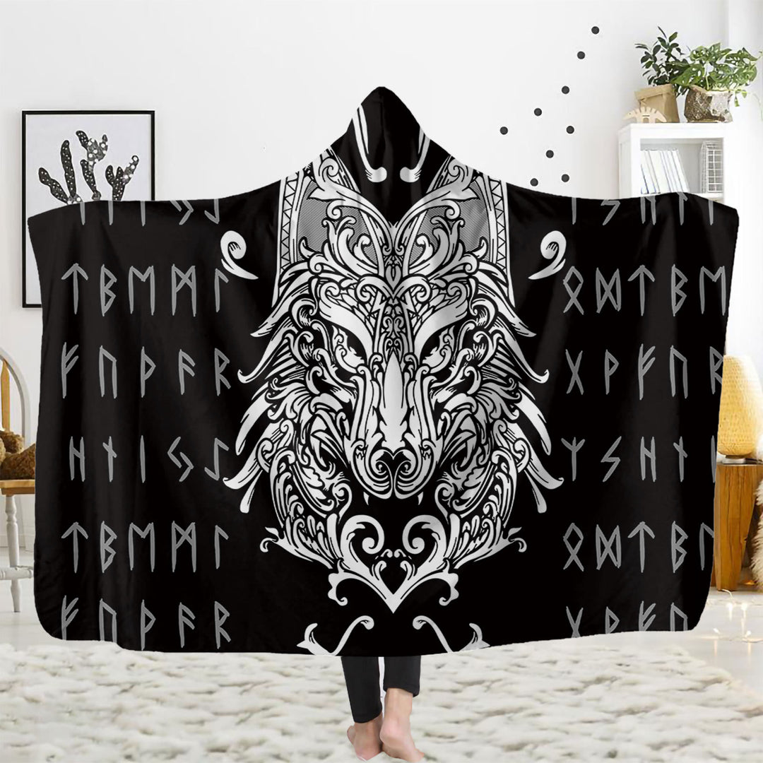 WorldNorse Viking Rune Hooded Blanket