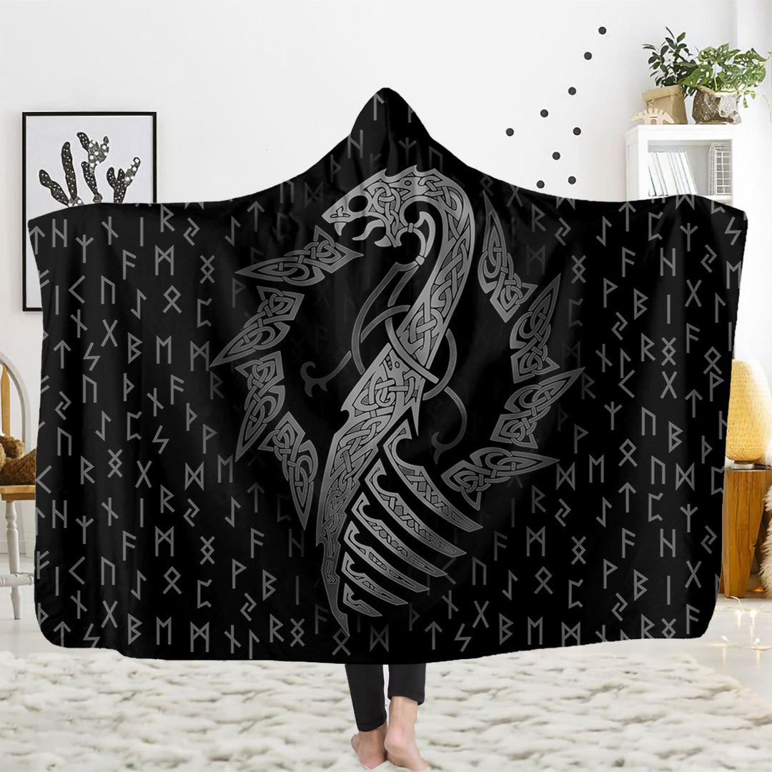 WorldNorse Viking Rune Hooded Blanket