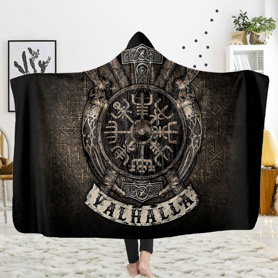 WorldNorse Viking Axe Hooded Blanket