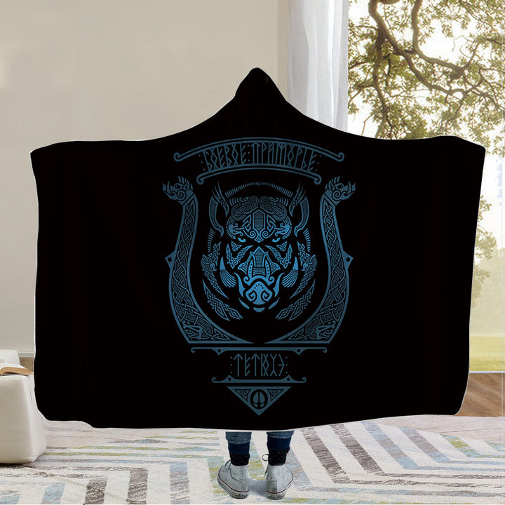 WorldNorse Wolves Rune Hooded Blanket