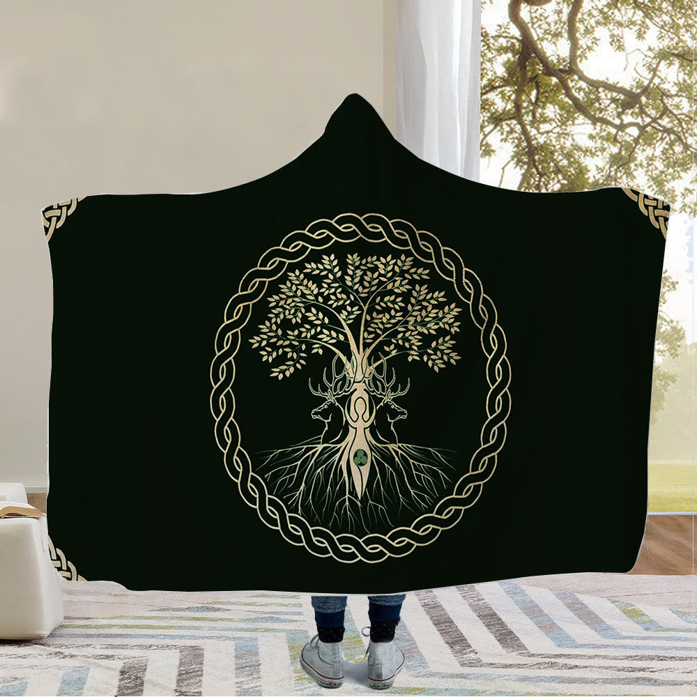 WorldNorse Wolves Rune Hooded Blanket - Yggdrasil - 150x200cm - image 5