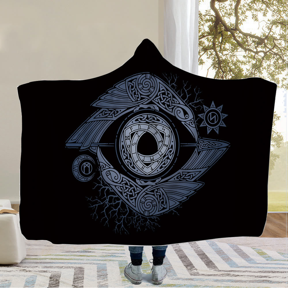 WorldNorse Wolves Rune Hooded Blanket