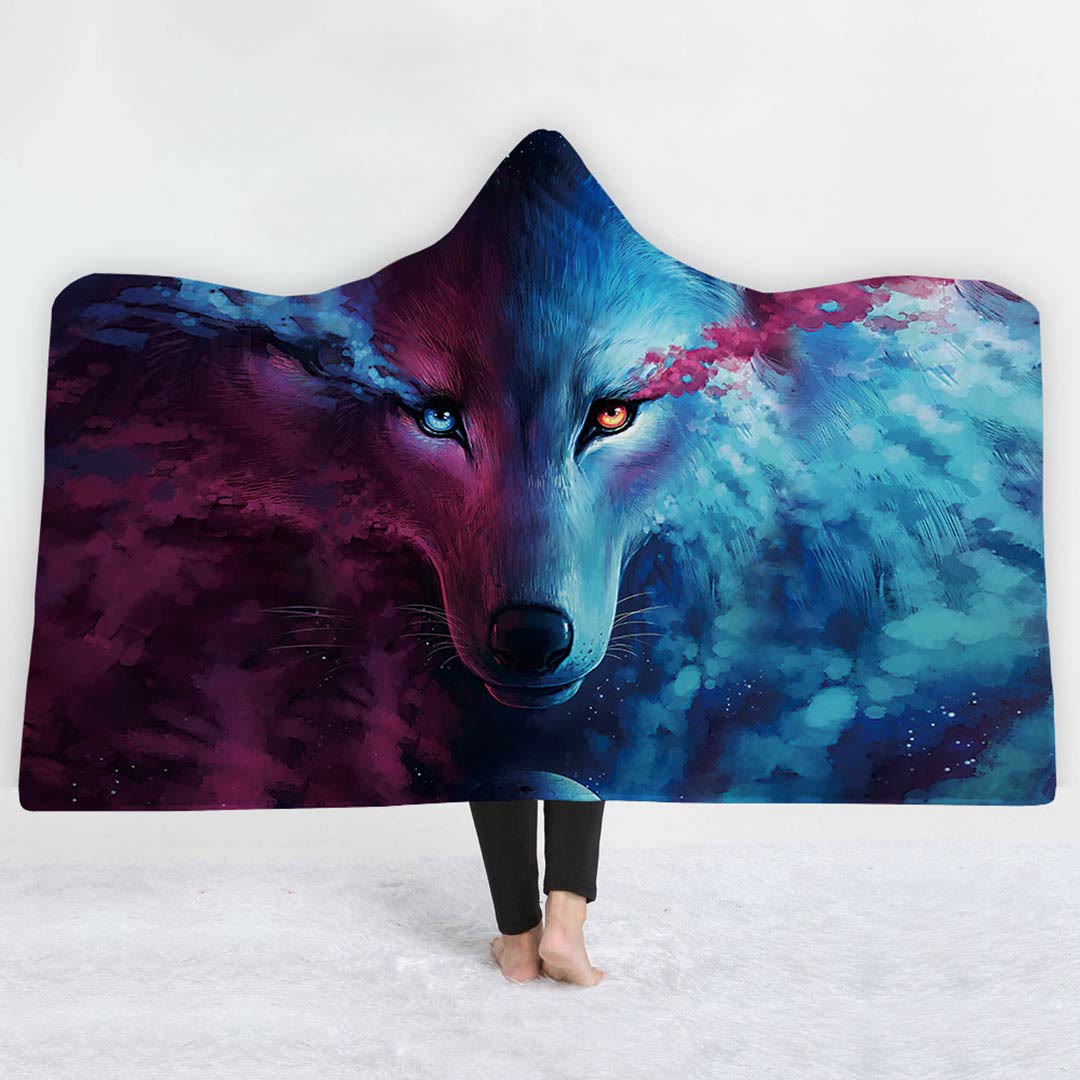 WorldNorse Galaxy Wolves Hooded Blanket