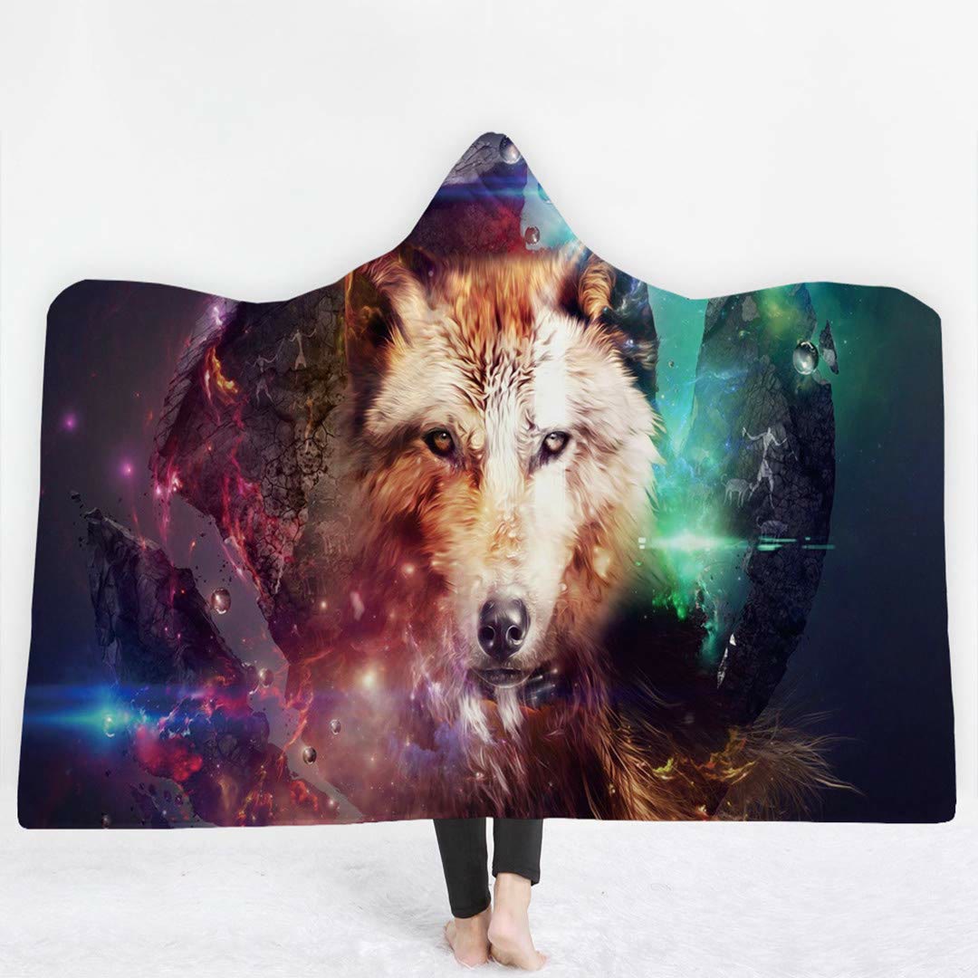 WorldNorse Galaxy Wolves Hooded Blanket