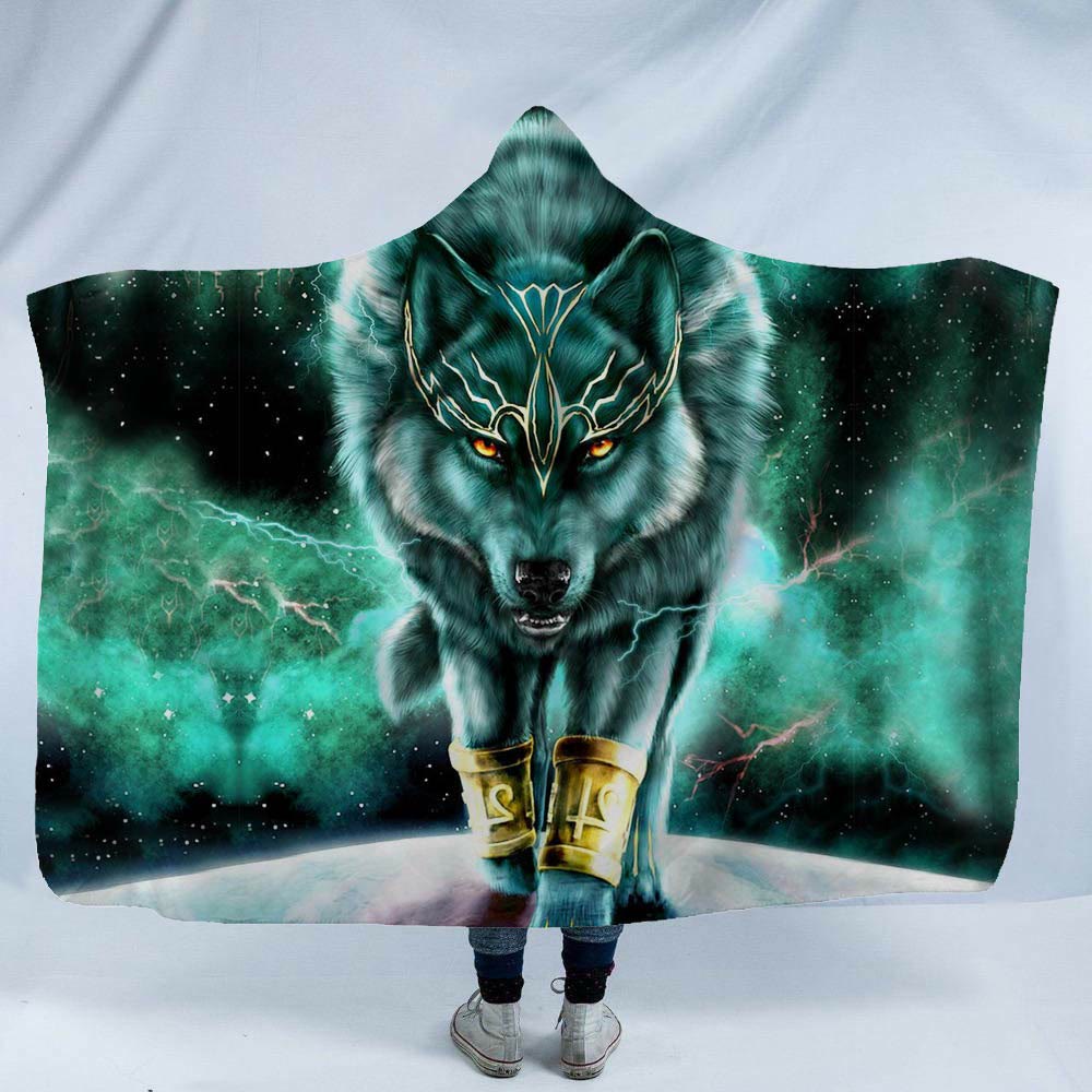 WorldNorse Mystic Wolves Hooded Blanket