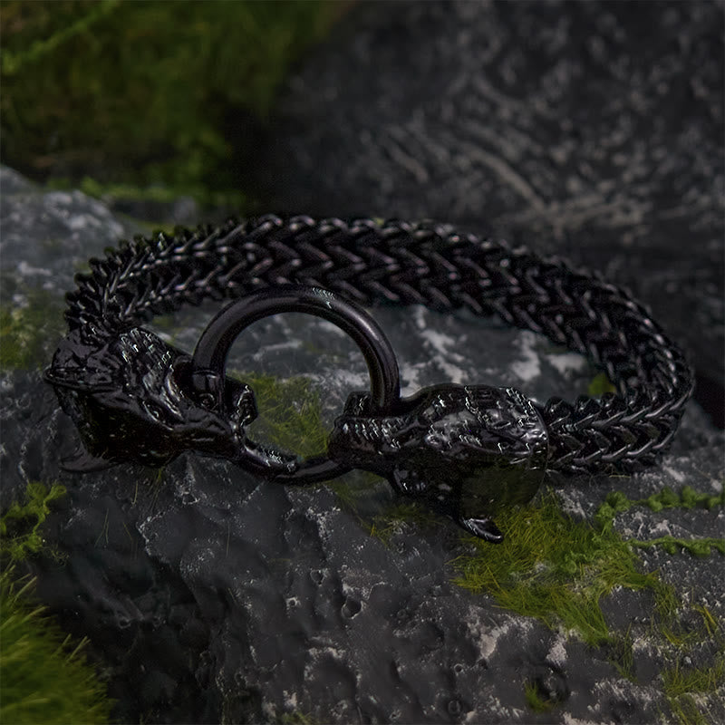 WorldNorse Fenrir's Bite - Stainless Steel Wolf Head Chain Pendant - Black - 21cm - image 4