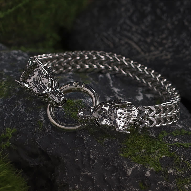 WorldNorse Fenrir's Bite - Stainless Steel Wolf Head Chain Pendant - Silver - 21cm - image 0