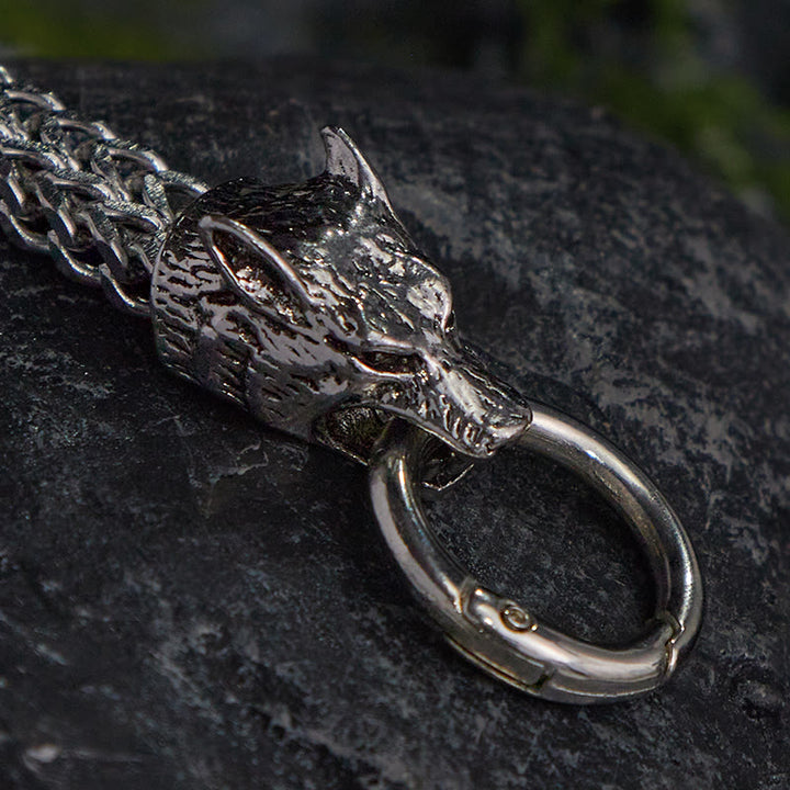 WorldNorse Fenrir's Bite - Stainless Steel Wolf Head Chain Pendant - image 1