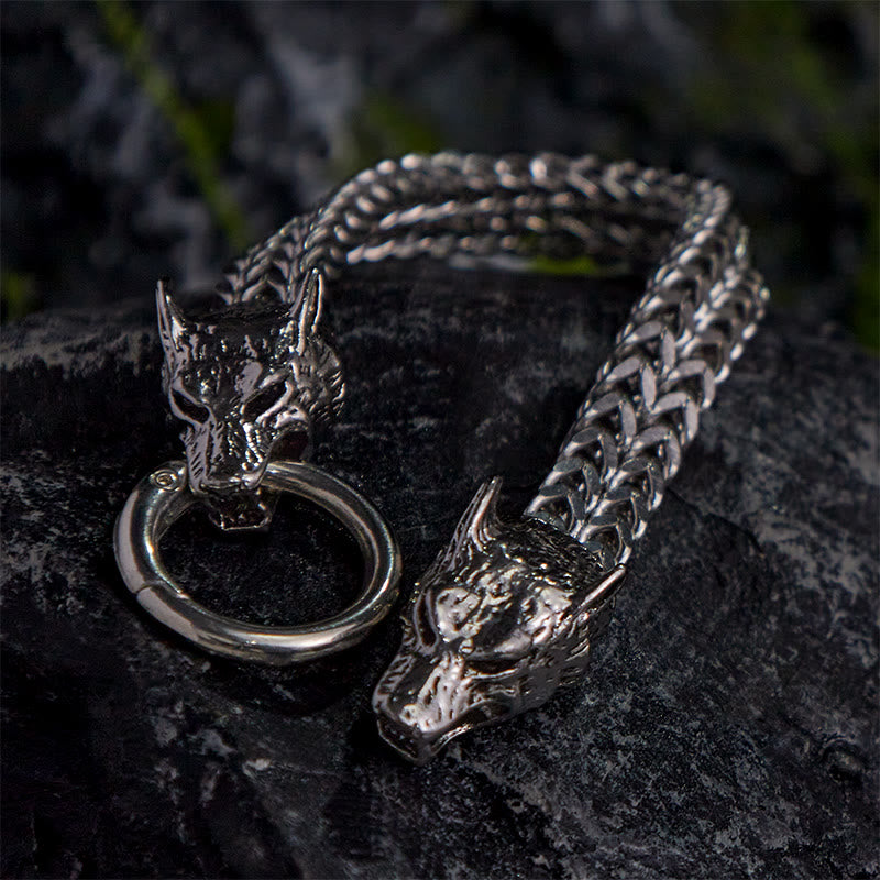 WorldNorse Fenrir's Bite - Stainless Steel Wolf Head Chain Pendant